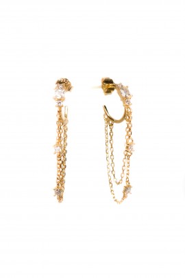 BAGET TAŞLI ZİNCİRLİ KÜPE