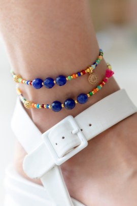 LAPİS LAZULİ RENKLİ PARALI HALHAL