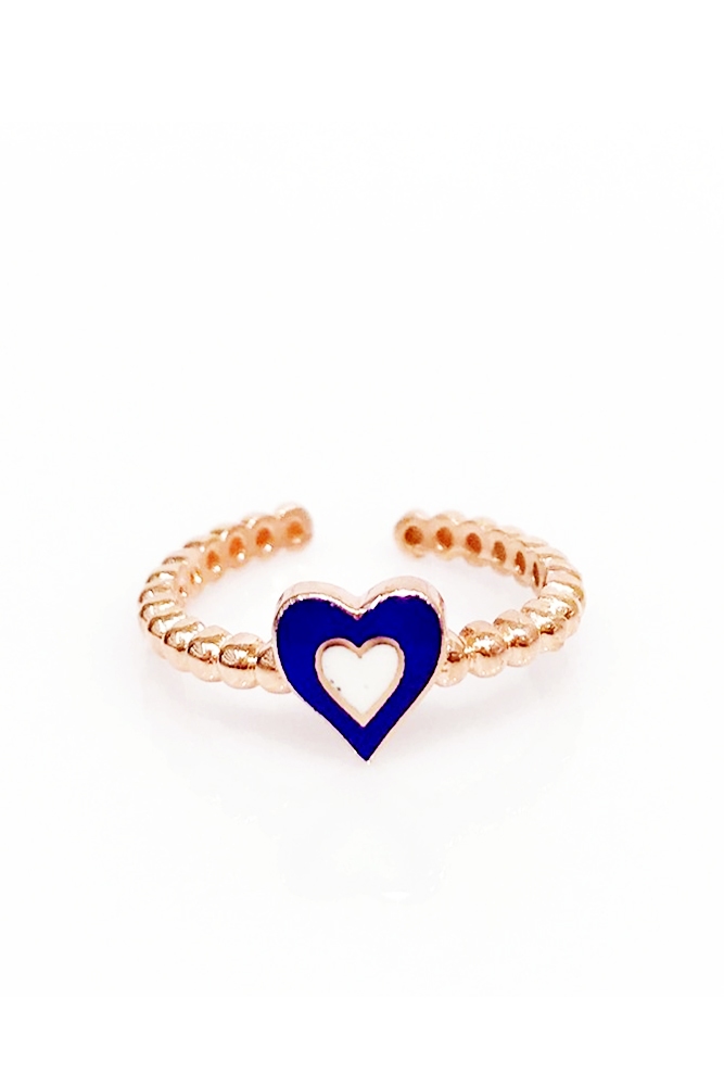 MİNELİ KALPLİ TOPCUKLU YÜZÜK