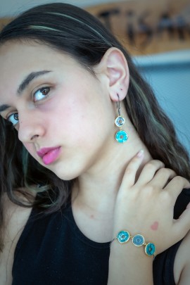 TURKUAZ TAŞLI ANTİK TASARIM KÜPE