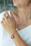 KALIN ZİNCİR MİNELİ NAZAR BONCUKLU BİLEKLİK (ROSE)