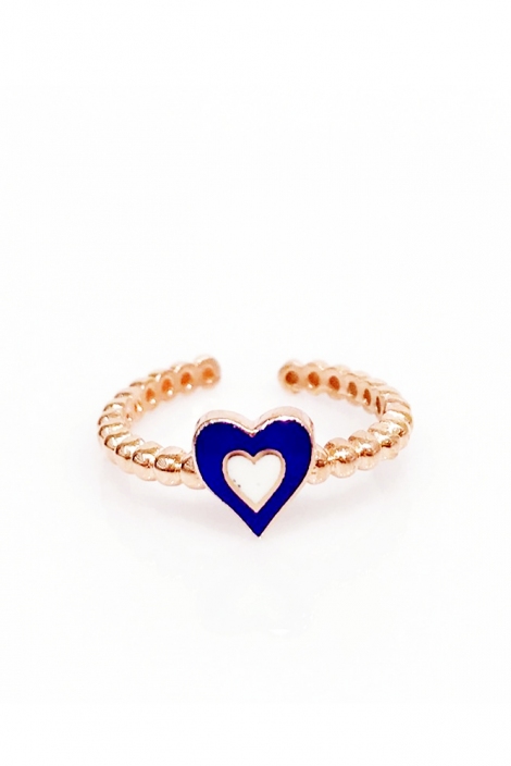 MİNELİ KALPLİ TOPCUKLU YÜZÜK