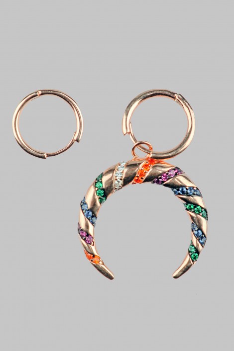 RENKLİ TAŞ HİLAL KÜPE